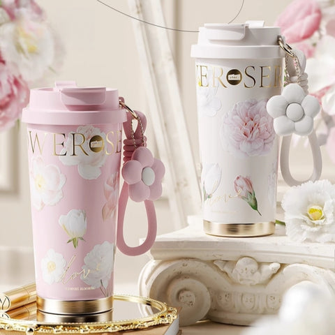 Flower Young Coffee Cup - 520ml French-Design Insulated Travel Mug Flower Young Coffee Cup - 520ml French-Design Insulated Travel Mug