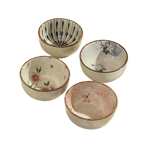 Hand-Painted Japanese Style Rice Bowls Set Hand-Painted Japanese Style Rice Bowls Set