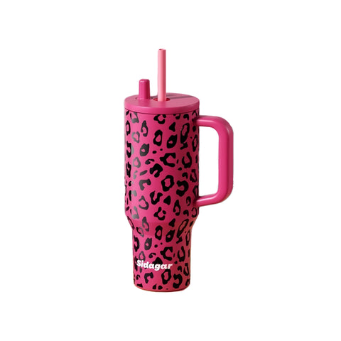 Sidagar Leopard print 1200ml water bottle with handle and straw Sidagar Leopard print 1200ml water bottle with handle and straw