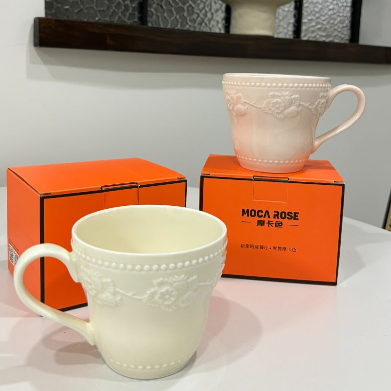 MOCA ROSE Embossed Strawberry Ceramic Mug