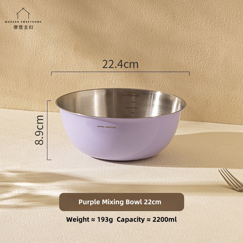MONAZONE Premium 304 Stainless Steel Mixing Bowls Set - Heavy Duty, French Style Kitchenware with Measurement Marks,  Mixing & Food Prep