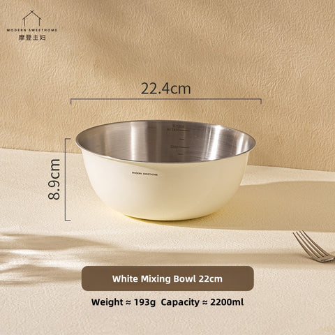 MONAZONE Premium 304 Stainless Steel Mixing Bowls Set - Heavy Duty, French Style Kitchenware with Measurement Marks,  Mixing & Food Prep MONAZONE Premium 304 Stainless Steel Mixing Bowls Set - Heavy Duty, French Style Kitchenware with Measurement Marks,  Mixing & Food Prep