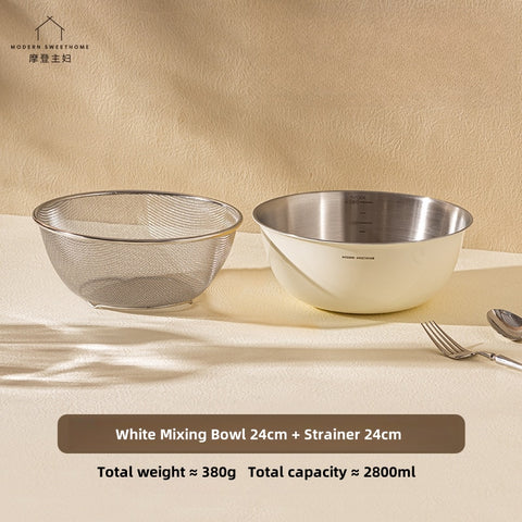 MONAZONE Premium 304 Stainless Steel Mixing Bowls Set - Heavy Duty, French Style Kitchenware with Measurement Marks,  Mixing & Food Prep MONAZONE Premium 304 Stainless Steel Mixing Bowls Set - Heavy Duty, French Style Kitchenware with Measurement Marks,  Mixing & Food Prep