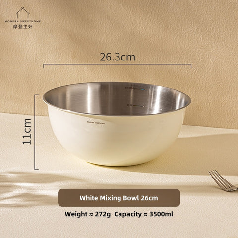 MONAZONE Premium 304 Stainless Steel Mixing Bowls Set - Heavy Duty, French Style Kitchenware with Measurement Marks,  Mixing & Food Prep MONAZONE Premium 304 Stainless Steel Mixing Bowls Set - Heavy Duty, French Style Kitchenware with Measurement Marks,  Mixing & Food Prep
