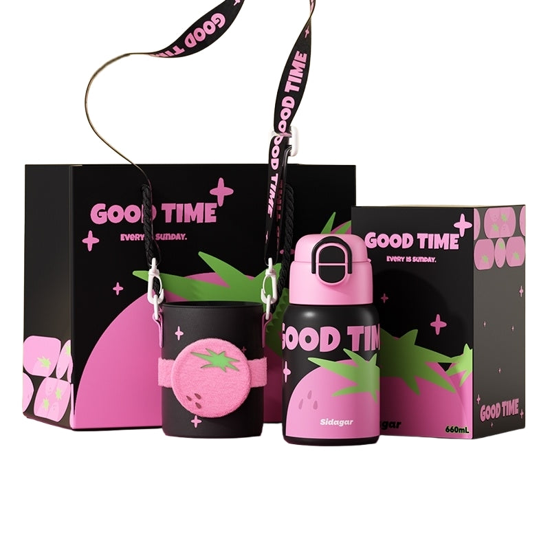 Sidagar 3-in-1 Leakproof Insulated Stainless Steel Water Bottle with Straw