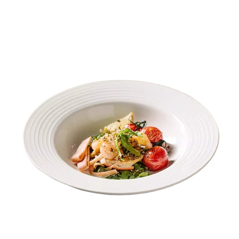Threaded Straw Hat Ceramic Plate with Glossy Finish for Modern Dining Threaded Straw Hat Ceramic Plate with Glossy Finish for Modern Dining