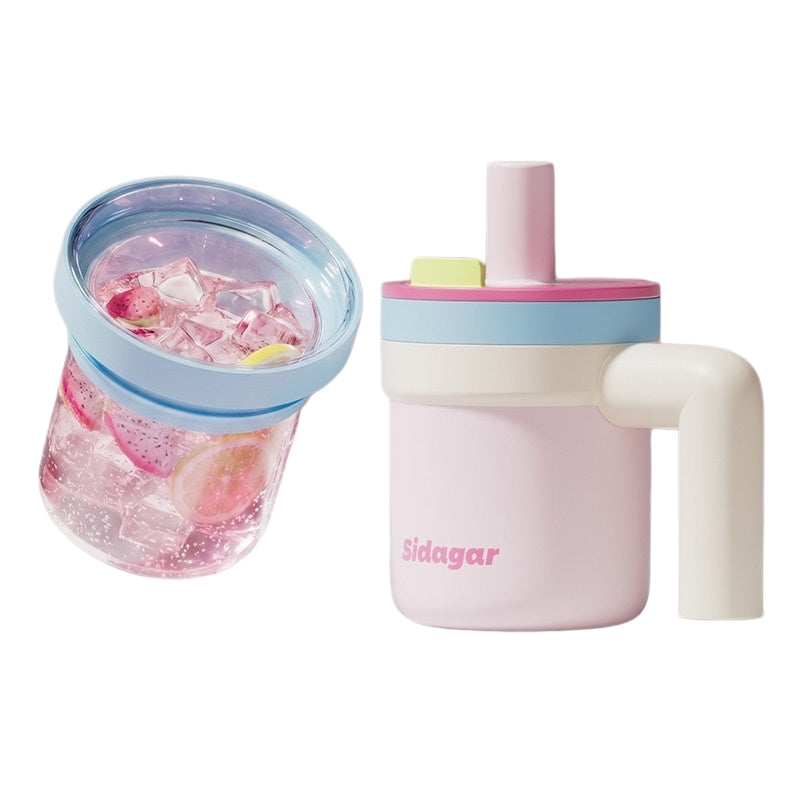 Sidagar Little Sugar Cube 2-in-1 Glass-Lined Stainless Steel Tumbler
