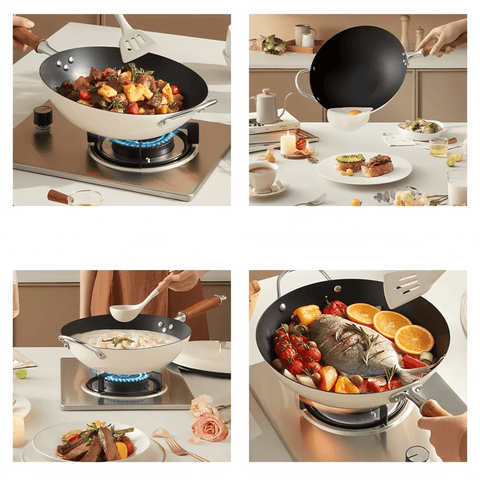 MOCAROSE Enamel Iron Wok 32cm Pot for Versatile Cooking MOCAROSE Enamel Iron Wok 32cm Pot for Versatile Cooking