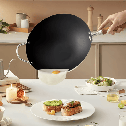 MOCAROSE Enamel Iron Wok 32cm Pot for Versatile Cooking MOCAROSE Enamel Iron Wok 32cm Pot for Versatile Cooking