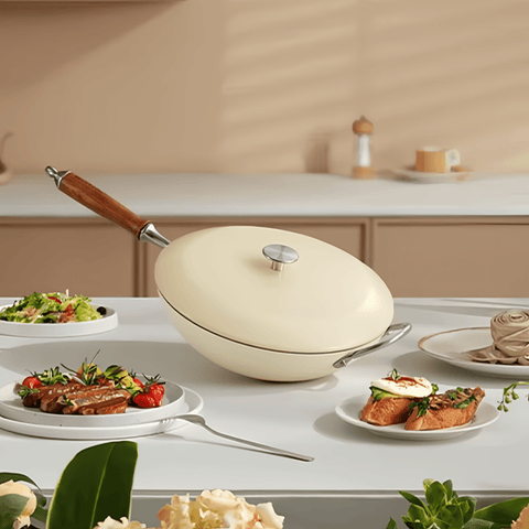 MOCAROSE Enamel Iron Wok 32cm Pot for Versatile Cooking MOCAROSE Enamel Iron Wok 32cm Pot for Versatile Cooking