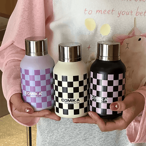 COMIKA Stainless Steel Chessboard Checker Insulated Cup 300ml COMIKA Stainless Steel Chessboard Checker Insulated Cup 300ml