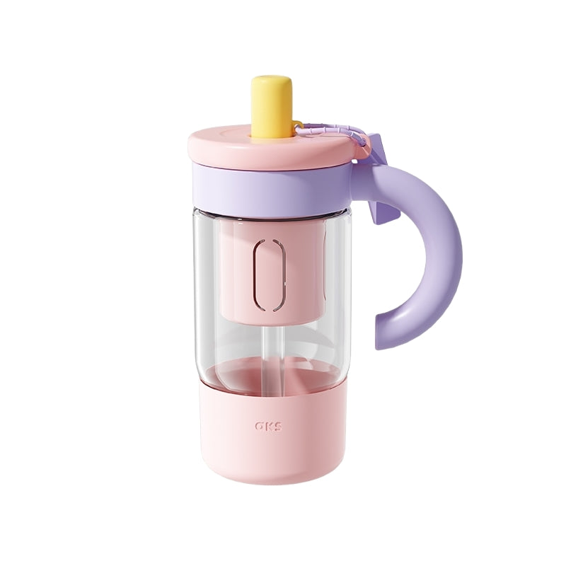 AKS JOY CUP 850mL Large Capacity Glass Tumbler with Tea Infuser & Straw