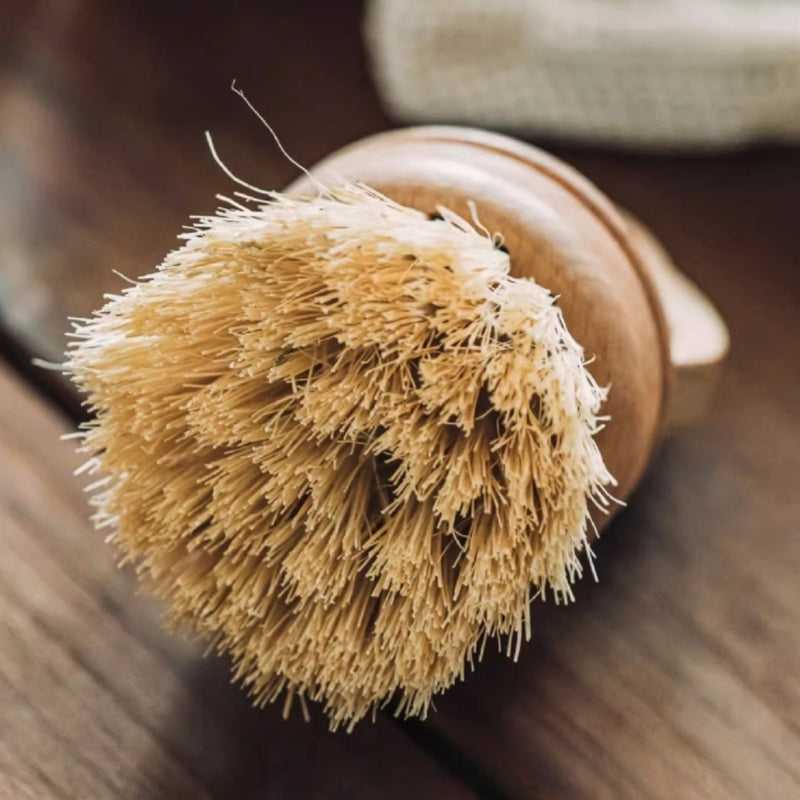 SHUEHO Natural Sisal Pot Scrubber with Detachable Handle
