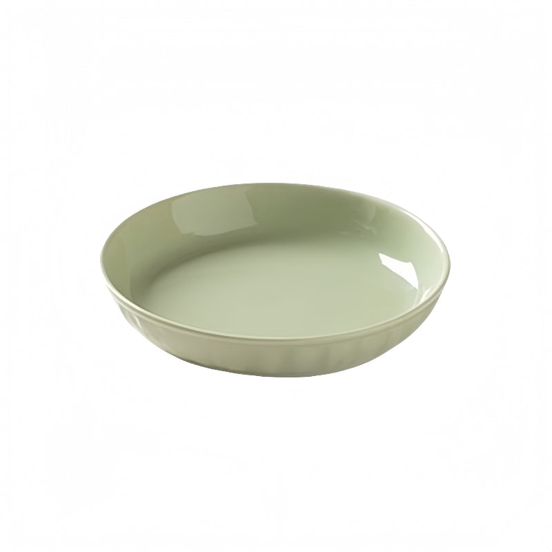 Cream ceramic dinner plate with hand-pressed texture and deepened rim design