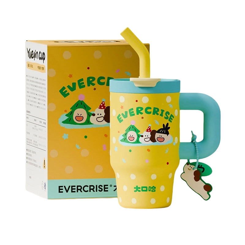 EverCrise 800ml fun design water bottle with straw and handle
