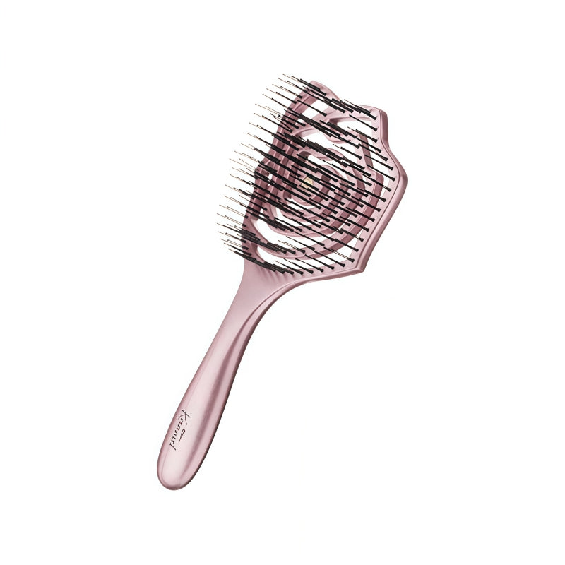 KRRAMEL Rose Gold Luxury Hairbrush: Anti-Static Detangling Brush with Air Cushion for Scalp Massage