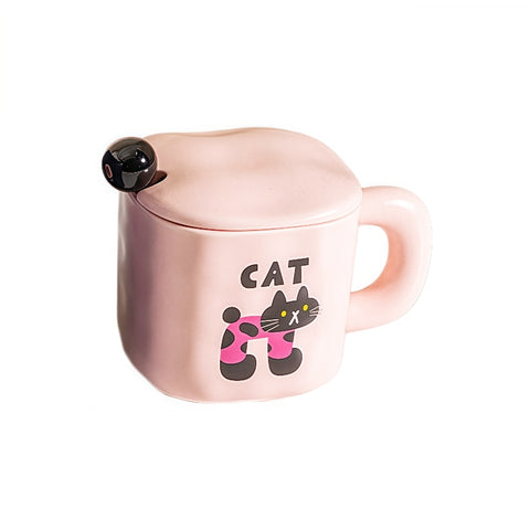 Adorable Animal & Floral Design Mug with Spoon & Lid Adorable Animal & Floral Design Mug with Spoon & Lid