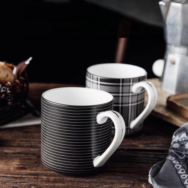Stechcol Bone China Mug - Luxe Black & White Menswear Design