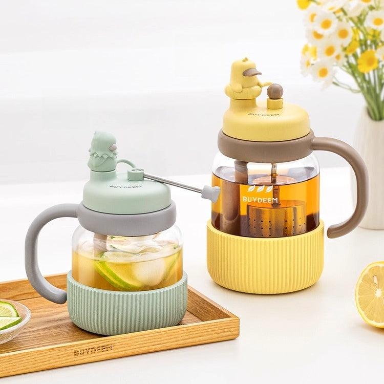 BUYDEEM Automatic Lift Tea Tumbler with Straw