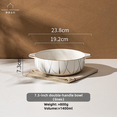 MDZF Sweet Home Elegant Double-Ear Ceramic Soup Bowl – Durable, Microwave & Dishwasher Safe, Ideal for Home & Dining MDZF Sweet Home Elegant Double-Ear Ceramic Soup Bowl – Durable, Microwave & Dishwasher Safe, Ideal for Home & Dining