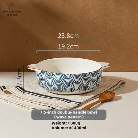 MDZF Sweet Home Elegant Double-Ear Ceramic Soup Bowl – Durable, Microwave & Dishwasher Safe, Ideal for Home & Dining MDZF Sweet Home Elegant Double-Ear Ceramic Soup Bowl – Durable, Microwave & Dishwasher Safe, Ideal for Home & Dining
