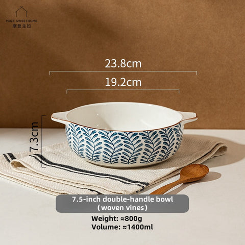 MDZF Sweet Home Elegant Double-Ear Ceramic Soup Bowl – Durable, Microwave & Dishwasher Safe, Ideal for Home & Dining MDZF Sweet Home Elegant Double-Ear Ceramic Soup Bowl – Durable, Microwave & Dishwasher Safe, Ideal for Home & Dining