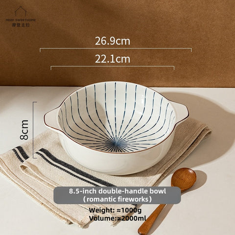 MDZF Sweet Home Elegant Double-Ear Ceramic Soup Bowl – Durable, Microwave & Dishwasher Safe, Ideal for Home & Dining MDZF Sweet Home Elegant Double-Ear Ceramic Soup Bowl – Durable, Microwave & Dishwasher Safe, Ideal for Home & Dining