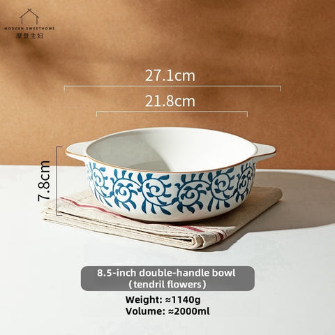 MDZF Sweet Home Elegant Double-Ear Ceramic Soup Bowl – Durable, Microwave & Dishwasher Safe, Ideal for Home & Dining MDZF Sweet Home Elegant Double-Ear Ceramic Soup Bowl – Durable, Microwave & Dishwasher Safe, Ideal for Home & Dining