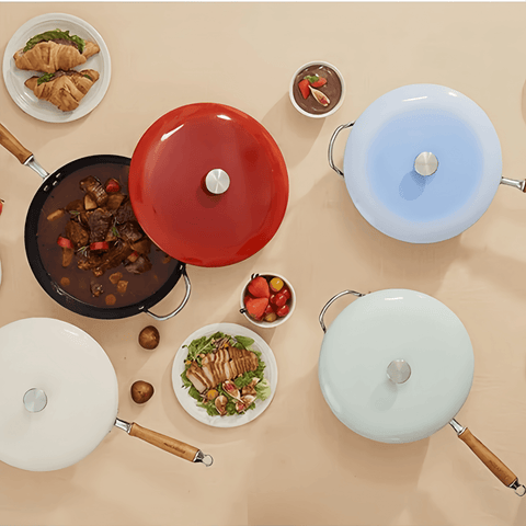MOCAROSE Enamel Iron Wok 32cm Pot for Versatile Cooking MOCAROSE Enamel Iron Wok 32cm Pot for Versatile Cooking