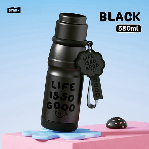 STAR+ Life Is Good 580ml Stainless Steel Vacuum Bottle – Leakproof, Insulated & Portable Thermos for Everyday Use STAR+ Life Is Good 580ml Stainless Steel Vacuum Bottle – Leakproof, Insulated & Portable Thermos for Everyday Use