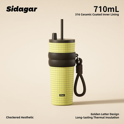 Sidagar Grand Artist Series Thermos Cup - 750ml Vintage Aesthetic Stainless Steel Insulated Tumbler with Straw, Portable & Leak-Proof Sidagar Grand Artist Series Thermos Cup - 750ml Vintage Aesthetic Stainless Steel Insulated Tumbler with Straw, Portable & Leak-Proof