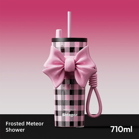 Sidagar Butterfly Dream Insulated Straw Tumbler - 710ml BPA-Free Tritan Cup with Elegant Bow Design, Silicone Sleeve & Portable Handle Sidagar Butterfly Dream Insulated Straw Tumbler - 710ml BPA-Free Tritan Cup with Elegant Bow Design, Silicone Sleeve & Portable Handle