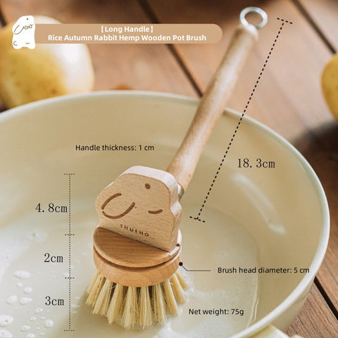 SHUEHO Natural Sisal Pot Scrubber with Detachable Handle – Eco-Friendly, Heat-Resistant, Non-Scratch Cleaning Brush for Pans, Cookware, and Vegetables (Cute Rabbit Design) SHUEHO Natural Sisal Pot Scrubber with Detachable Handle – Eco-Friendly, Heat-Resistant, Non-Scratch Cleaning Brush for Pans, Cookware, and Vegetables (Cute Rabbit Design)