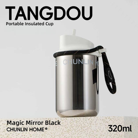 CHUNLIN TANGDOU Portable Insulated Coffee Cup - Eco-Friendly Leak-Proof Travel Mug with Flip-Top Straw & Ceramic Coating, 320ml/590ml CHUNLIN TANGDOU Portable Insulated Coffee Cup - Eco-Friendly Leak-Proof Travel Mug with Flip-Top Straw & Ceramic Coating, 320ml/590ml