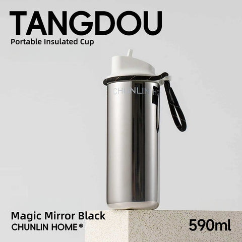 CHUNLIN TANGDOU Portable Insulated Coffee Cup - Eco-Friendly Leak-Proof Travel Mug with Flip-Top Straw & Ceramic Coating, 320ml/590ml CHUNLIN TANGDOU Portable Insulated Coffee Cup - Eco-Friendly Leak-Proof Travel Mug with Flip-Top Straw & Ceramic Coating, 320ml/590ml