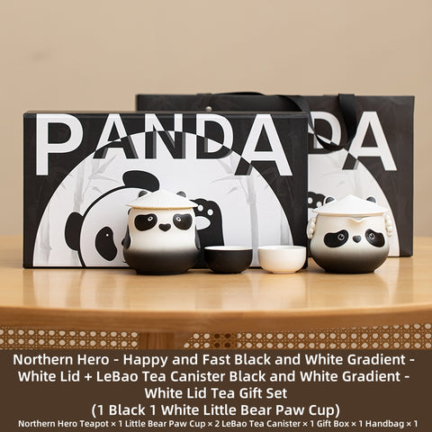 Bei Xia Panda Ceramic Tea Set - Lead-Free, Handmade Tea Set with Travel Case, Bear Cups & Bamboo Canister - Perfect for Home, Office, and Gifts Bei Xia Panda Ceramic Tea Set - Lead-Free, Handmade Tea Set with Travel Case, Bear Cups & Bamboo Canister - Perfect for Home, Office, and Gifts