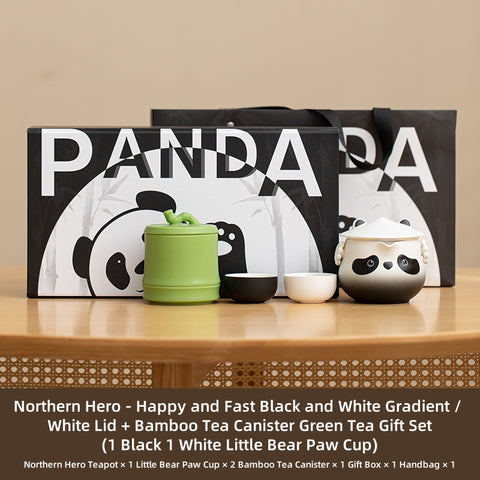Bei Xia Panda Ceramic Tea Set - Lead-Free, Handmade Tea Set with Travel Case, Bear Cups & Bamboo Canister - Perfect for Home, Office, and Gifts Bei Xia Panda Ceramic Tea Set - Lead-Free, Handmade Tea Set with Travel Case, Bear Cups & Bamboo Canister - Perfect for Home, Office, and Gifts