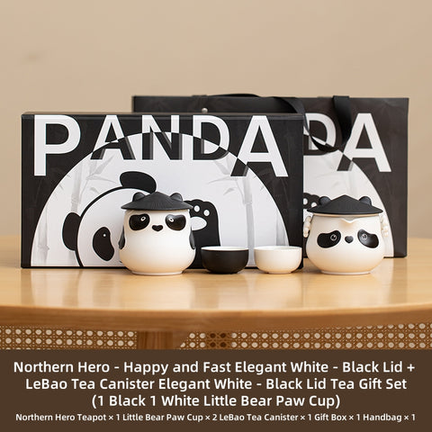 Bei Xia Panda Ceramic Tea Set - Lead-Free, Handmade Tea Set with Travel Case, Bear Cups & Bamboo Canister - Perfect for Home, Office, and Gifts Bei Xia Panda Ceramic Tea Set - Lead-Free, Handmade Tea Set with Travel Case, Bear Cups & Bamboo Canister - Perfect for Home, Office, and Gifts
