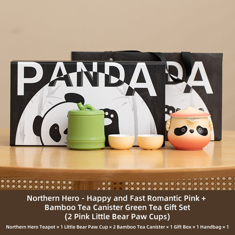 Bei Xia Panda Ceramic Tea Set - Lead-Free, Handmade Tea Set with Travel Case, Bear Cups & Bamboo Canister - Perfect for Home, Office, and Gifts Bei Xia Panda Ceramic Tea Set - Lead-Free, Handmade Tea Set with Travel Case, Bear Cups & Bamboo Canister - Perfect for Home, Office, and Gifts