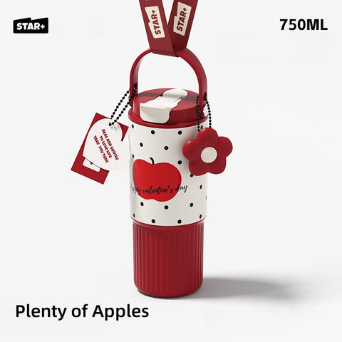STAR+ 750ML Dual-Drink Thermos Flask - Portable Insulated Bottle with SUS316 Stainless Steel, Anti-Leak Design, and Cute Floral Patterns STAR+ 750ML Dual-Drink Thermos Flask - Portable Insulated Bottle with SUS316 Stainless Steel, Anti-Leak Design, and Cute Floral Patterns