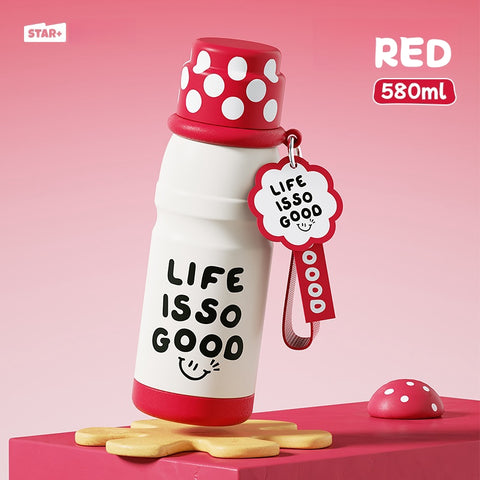 STAR+ Life Is Good 580ml Stainless Steel Vacuum Bottle – Leakproof, Insulated & Portable Thermos for Everyday Use STAR+ Life Is Good 580ml Stainless Steel Vacuum Bottle – Leakproof, Insulated & Portable Thermos for Everyday Use