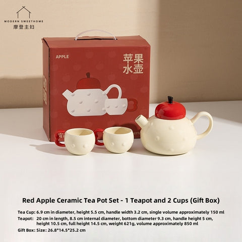 Creative Red Apple Ceramic Teapot Set with Gift Box – Microwave Safe, Eco-Friendly Color Glaze & Elegant Tea Accessories for Modern Tea Lovers Creative Red Apple Ceramic Teapot Set with Gift Box – Microwave Safe, Eco-Friendly Color Glaze & Elegant Tea Accessories for Modern Tea Lovers