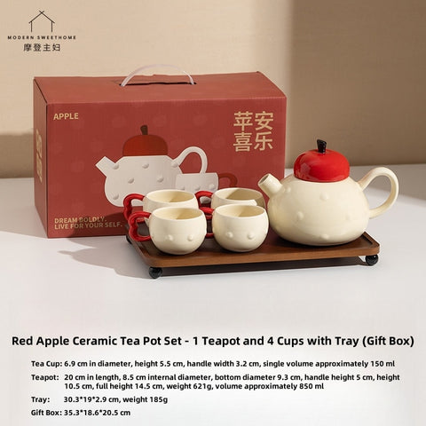 Creative Red Apple Ceramic Teapot Set with Gift Box – Microwave Safe, Eco-Friendly Color Glaze & Elegant Tea Accessories for Modern Tea Lovers Creative Red Apple Ceramic Teapot Set with Gift Box – Microwave Safe, Eco-Friendly Color Glaze & Elegant Tea Accessories for Modern Tea Lovers