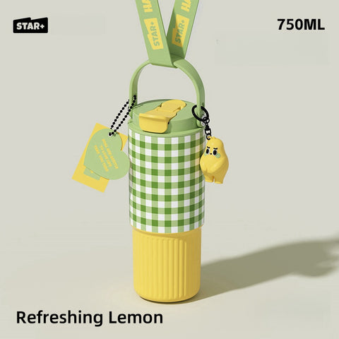 STAR+ 750ML Dual-Drink Thermos Flask - Portable Insulated Bottle with SUS316 Stainless Steel, Anti-Leak Design, and Cute Floral Patterns STAR+ 750ML Dual-Drink Thermos Flask - Portable Insulated Bottle with SUS316 Stainless Steel, Anti-Leak Design, and Cute Floral Patterns