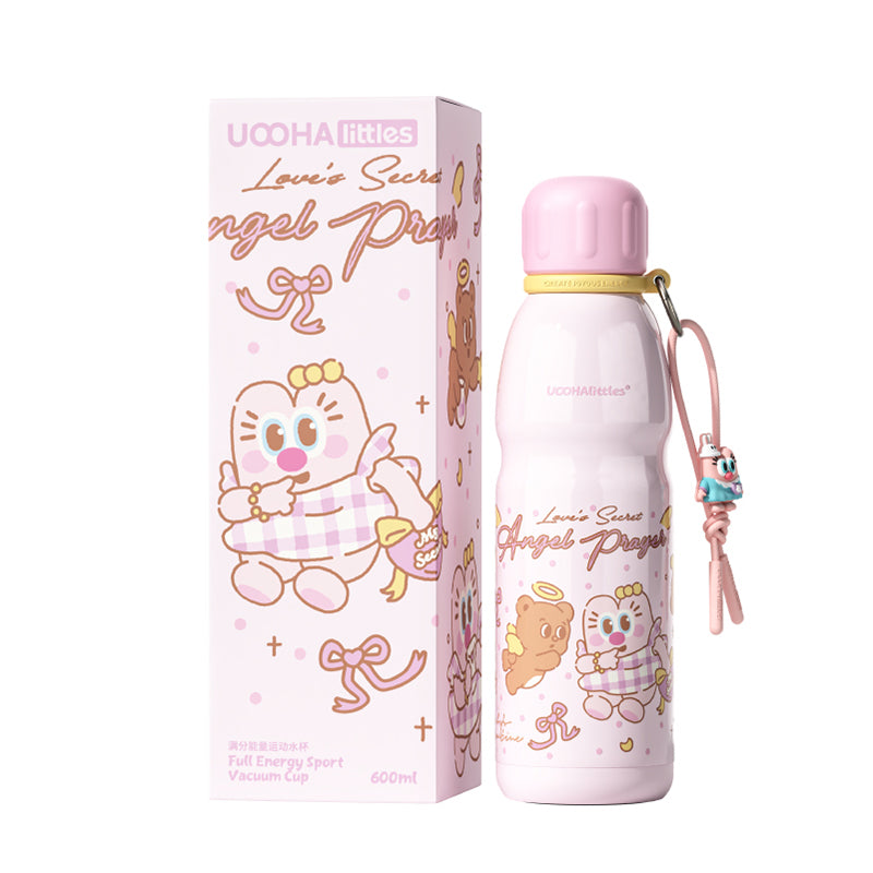 UOOHAlittles 600ml Ceramic-Coated Insulated Sports Water Bottle – 12H Thermal, Leak-Proof, Dual Drinking Modes