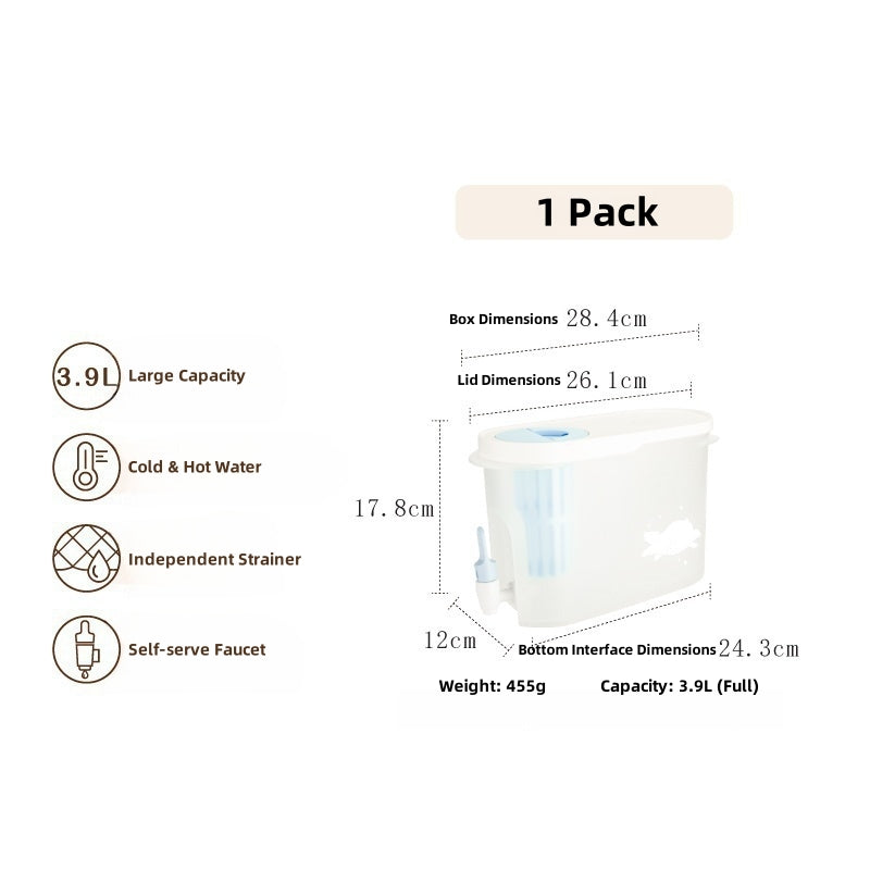 3.9L Refrigerator Water Pitcher with Spout - BPA-Free, Dual Filter, Space-Saving Design for Cold & Hot Drinks