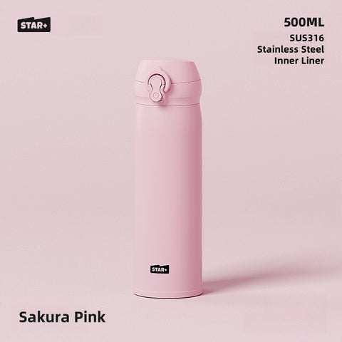STAR+ Vacuum Insulated Stainless Steel Bottle - 500ML, SUS316 Inner, 8H Heat Retention, One-Touch Lid | Sleek & Leak-Proof Thermos STAR+ Vacuum Insulated Stainless Steel Bottle - 500ML, SUS316 Inner, 8H Heat Retention, One-Touch Lid | Sleek & Leak-Proof Thermos