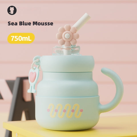 Cocosmile 24oz Rotating Flower Tumbler with Straw - Leakproof Stainless Steel Cup for Hot/Ice Drinks (Blue, Pink, Brown, White) Cocosmile 24oz Rotating Flower Tumbler with Straw - Leakproof Stainless Steel Cup for Hot/Ice Drinks (Blue, Pink, Brown, White)