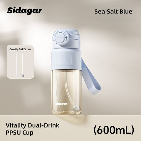 Sidagar Dual-Drink PPSU Water Bottle for Maternity - 600mL BPA-Free, Heat-Resistant, Anti-Spill with Gravity Straw & Dual Modes Sidagar Dual-Drink PPSU Water Bottle for Maternity - 600mL BPA-Free, Heat-Resistant, Anti-Spill with Gravity Straw & Dual Modes