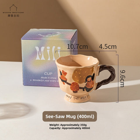 MDZF Artisan Ceramic Mug - 400ml Whimsical Animal Design, Microwave & Dishwasher Safe, High-Footed Retro Coffee Cup with Wavy Rim MDZF Artisan Ceramic Mug - 400ml Whimsical Animal Design, Microwave & Dishwasher Safe, High-Footed Retro Coffee Cup with Wavy Rim